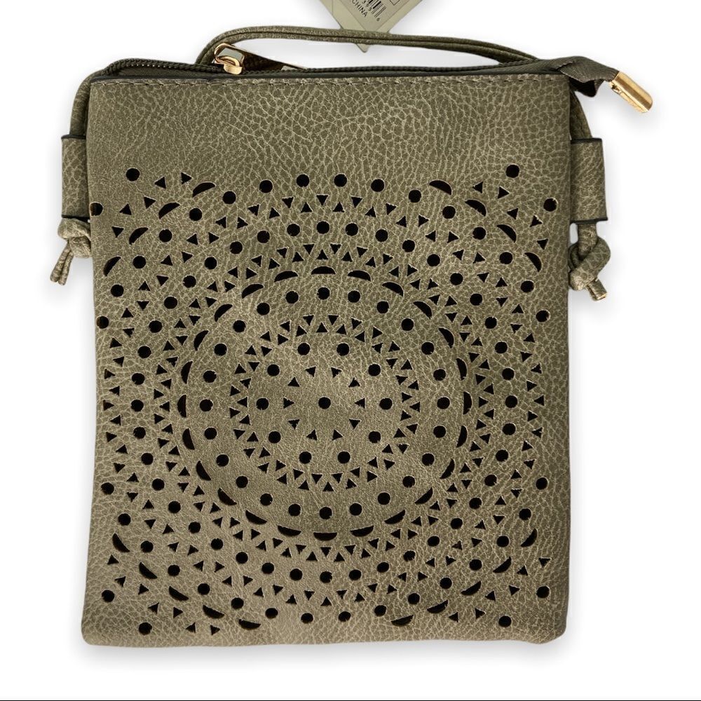 Grey Vegan Leather Mini Crossbody